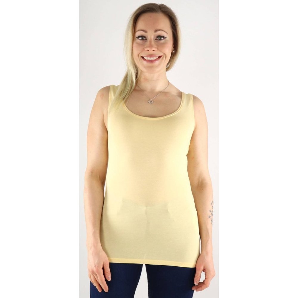 Chicos Women Knitted Tank Top Square Neck Sleeveless True Color Tees Yellow SZ 2